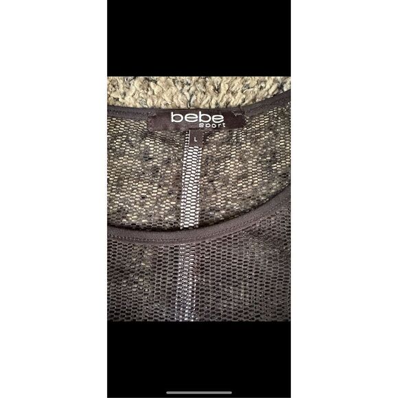 BEBE animal, print top with mesh-backing, unique top Lg, sexy runs small see pic - Picture 5 of 12